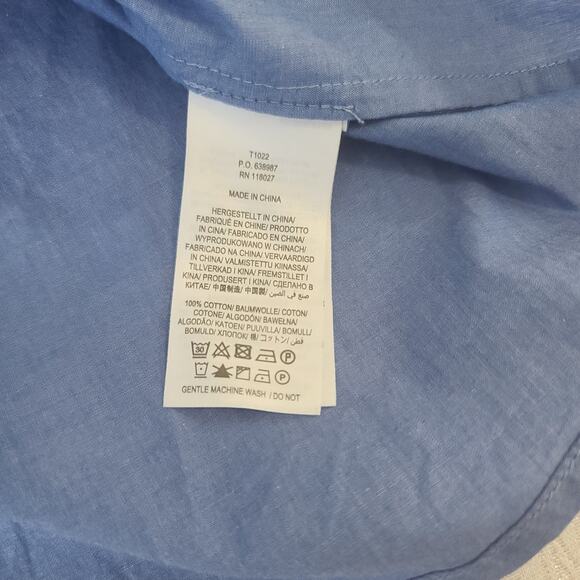 Boden Chambray Ruffled long sleeve blouse blue Sz 6 Preppy Cottagecore Coquette - Picture 6 of 10